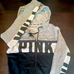 PINK Black/Gray/White Hoodie Small